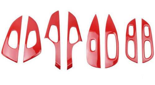 8X Red Carbon Fiber Car inner Door handle panel Trim For Rogue 15-20 B n