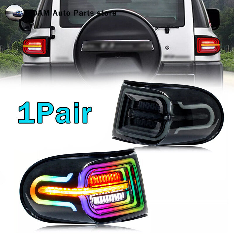 RGB LED taillights for Toyota FJ Cruiser 2007-2020 smoked taillight assembly