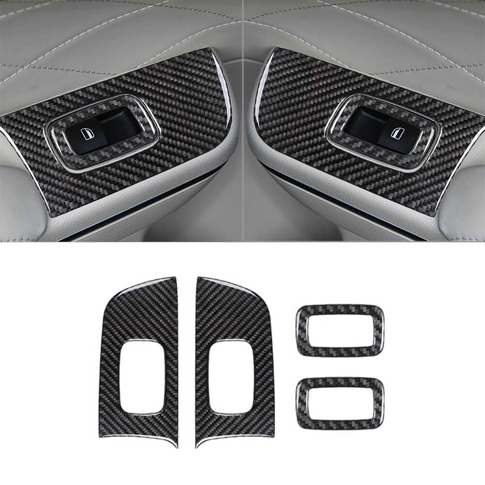 4Pcs Red Carbon Fiber Rear Window Cover Trim Fit for Chrysler 300 2015-2022