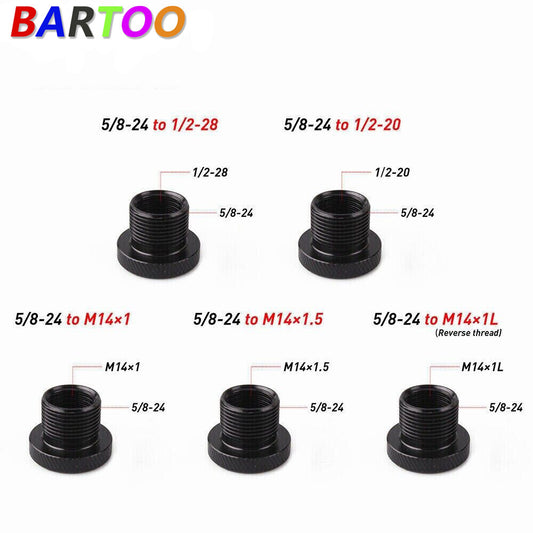 5PCS 5/8-24 to 1/2-28, 1/2-20, M14x1, M14x1.5, M14x1L Thread Oil Filter Adapters Q