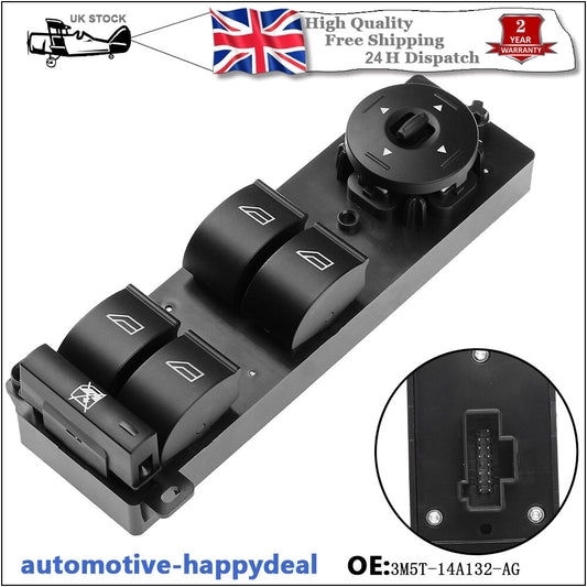 Window and Wing Mirror Control Switch for Ford Focus MK2 2005-2008 3M5T14A132AG