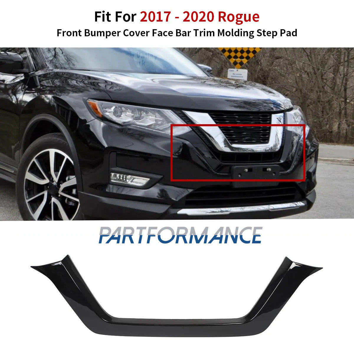 Suitable for 2017-2020 for Nissan Rogue front bumper grille with black trim molding 622786FL0A