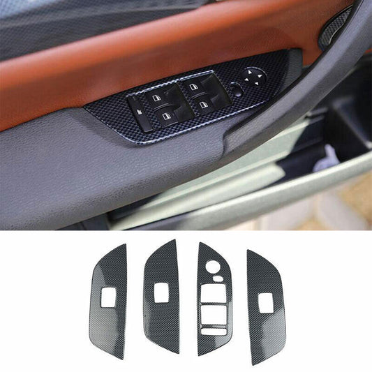 Fit for BMW 2013-2015 X1 E84 ABS Carbon Fiber Window Lock Lift Panel Trim Frame