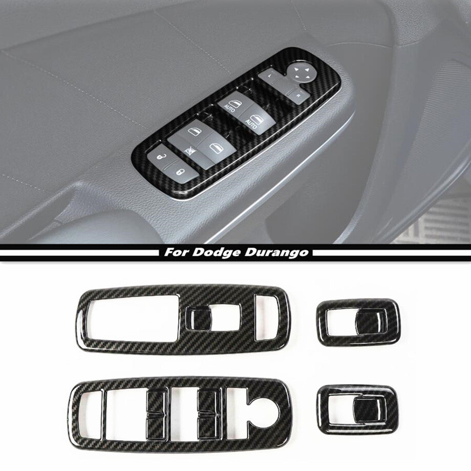 For 2011-2024 for Dodge Durango Carbon Window Lift Switch Button Frame Cover Trim 4P v