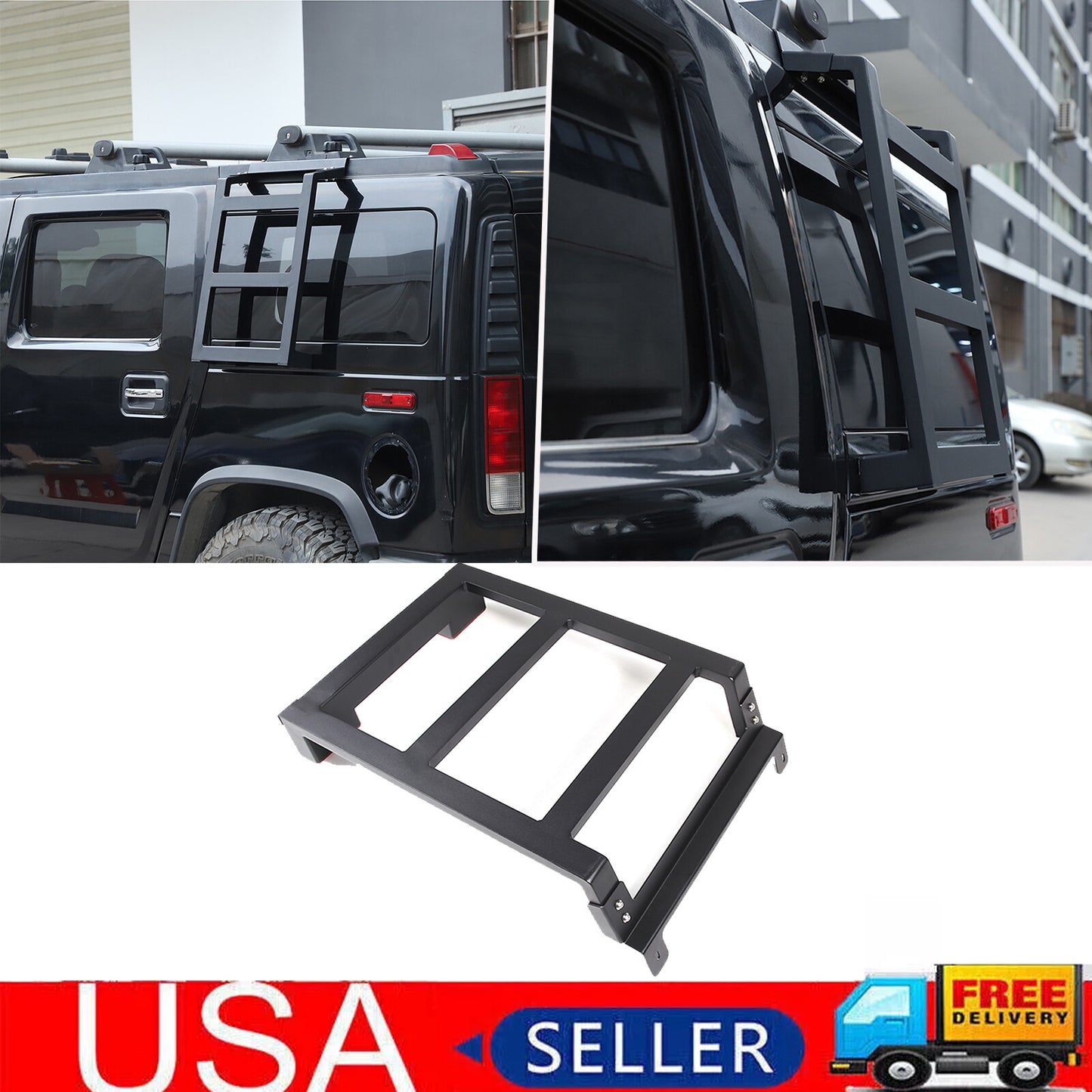 The extended climbing stairs on the left rear window are suitable for the for Hummer H2 (2003-2009).