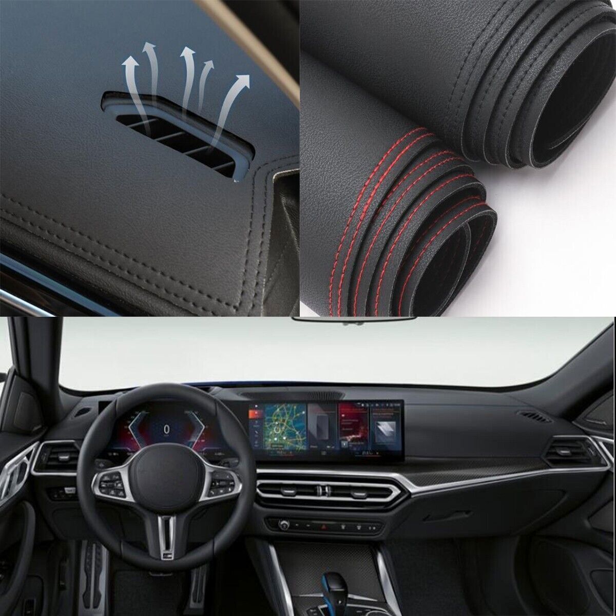 1X PU leather Dashboard Dash Mat Non-slip DashMat Sun Shade Pad for BMW i4 22-24