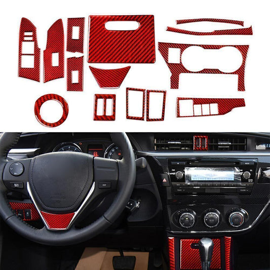 14 Pcs Carbon Fiber Interior Decoration Cover Trim for Toyota for Corolla 2014-2018
