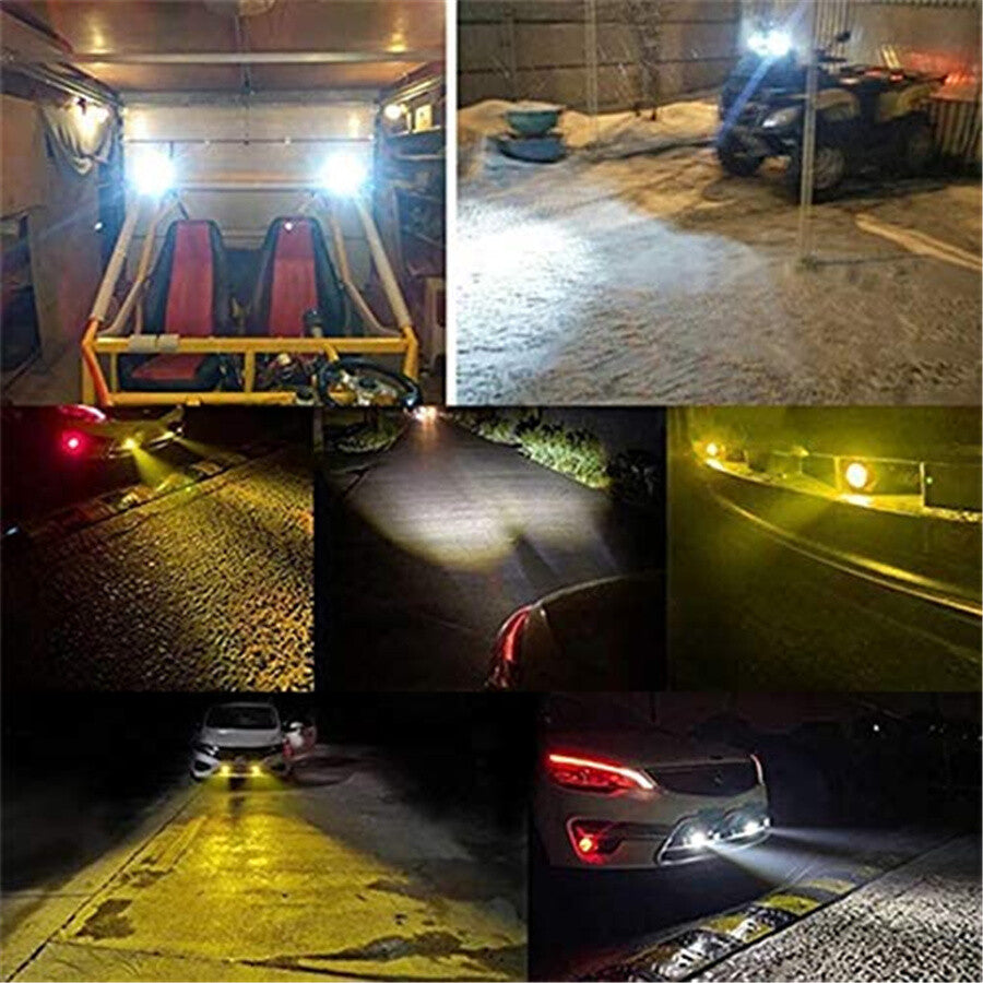 LED Car Front Spotlight Auxiliary Light Dual Color 2pcs Accessory 60W Shockproof