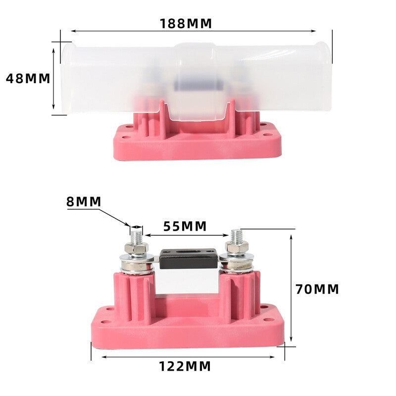 500A ANL fuse holder, 12V-32V, M8 stud with cap, suitable for automotive and marine applications, waterproof. n
