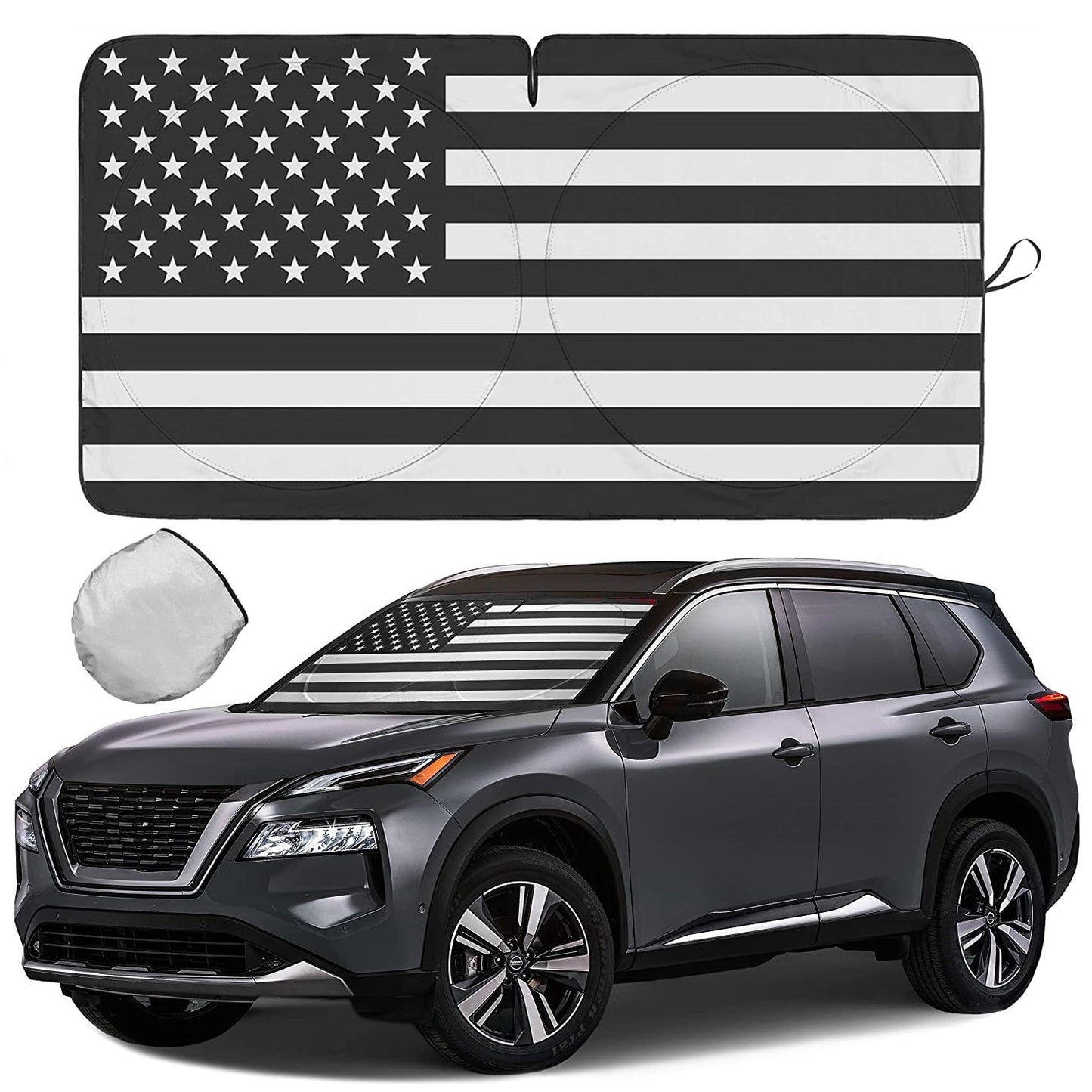 Foldable sunshade for cars with American flag design - n