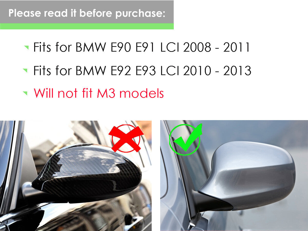 Pair Gloss Black Mirror Cover Caps M Style for E90 E91 E92 E93 LCI 08-13 v
