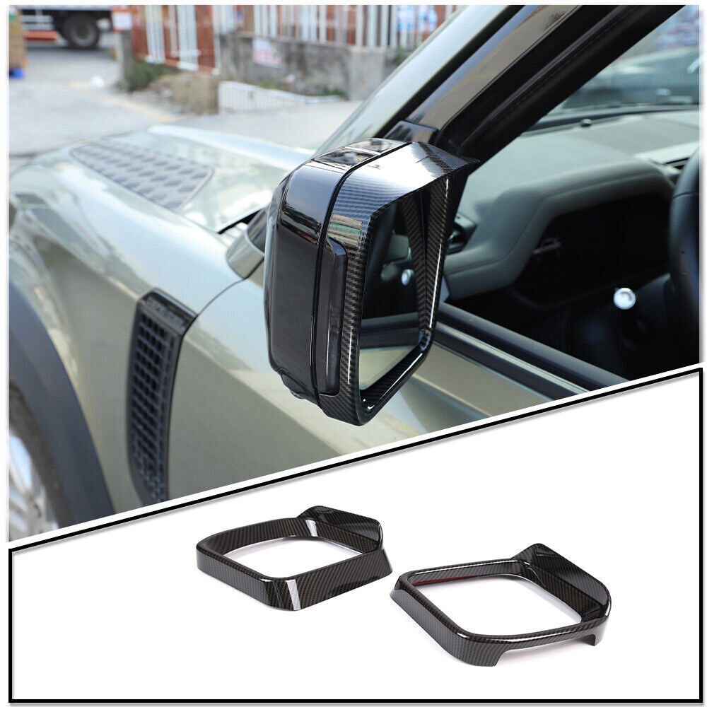 Carbon Style ABS Rear View Mirror Sun Rain Guards for Defender 110 90 2020-2023