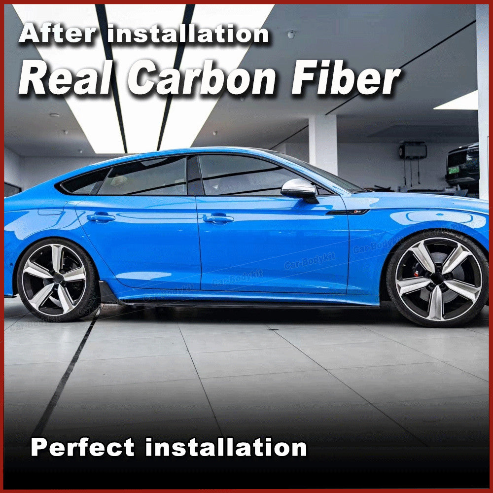 Fit For A5 S5 S Line 2020-21 REAL Carbon Fiber Side Skirt Extension Lip Spoiler