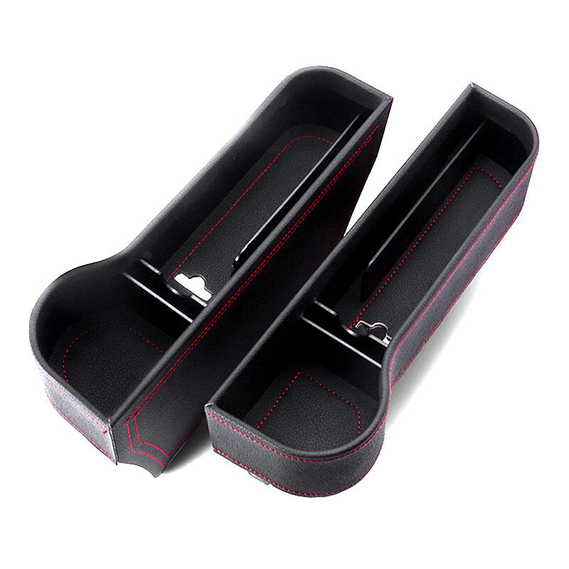 2-Piece Car for Seat Gap Storage Box, Cup Holder, Small Item Storage Box, Polyurethane Synthetic Leather L+R- n