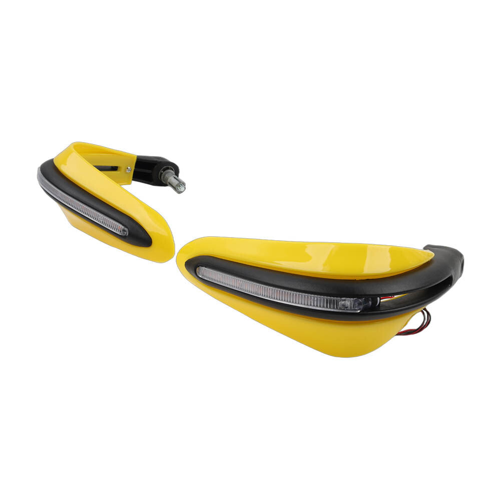 Universal 7/8 Motorcycle Handguard Yellow W/ LED Light For Dirt Bike ATV Yellow