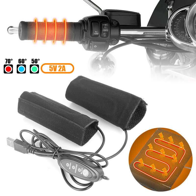 1 Set Anti-slip Motorcycle Intelligent Heated Grips Heating Handle Cover Warmer