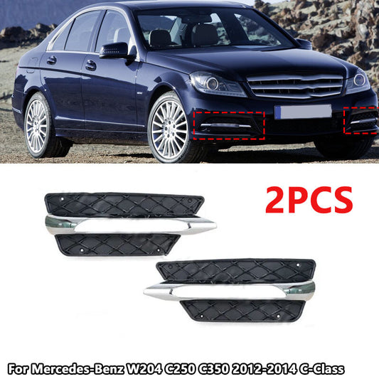 Pair Chromium Fog Lamp Cover For 2012-2014 W204 C250 C350 C-Class v
