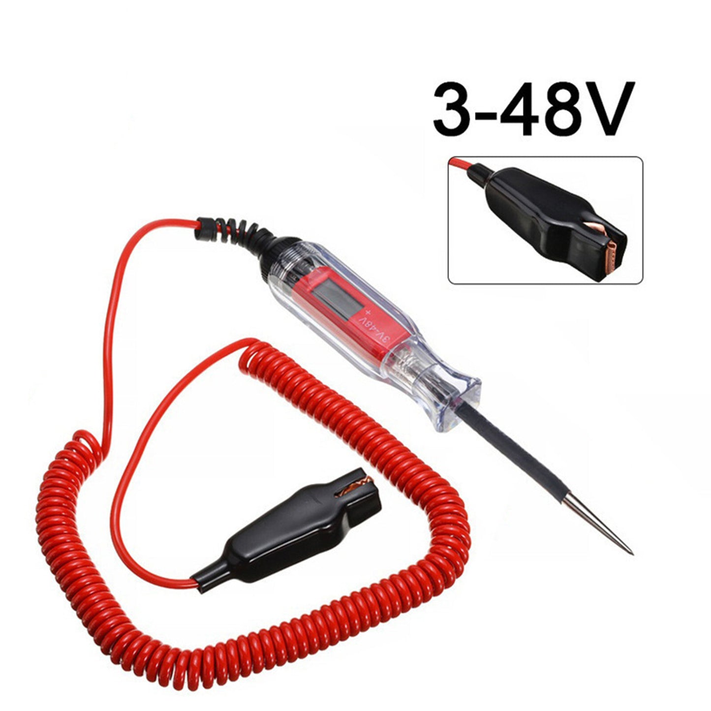 DC 3-48V LCD Digital Electric Circuit Tester Cable for Car Boat RV Motorcycle