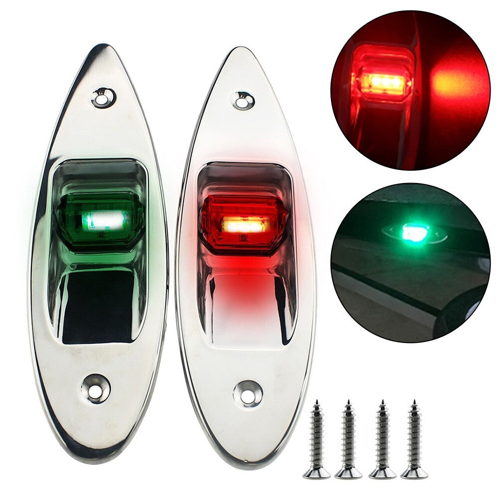 2x Red+Green Marine Boat Navigation LED Side Tear Drop Lights Vertical Mount 12V v