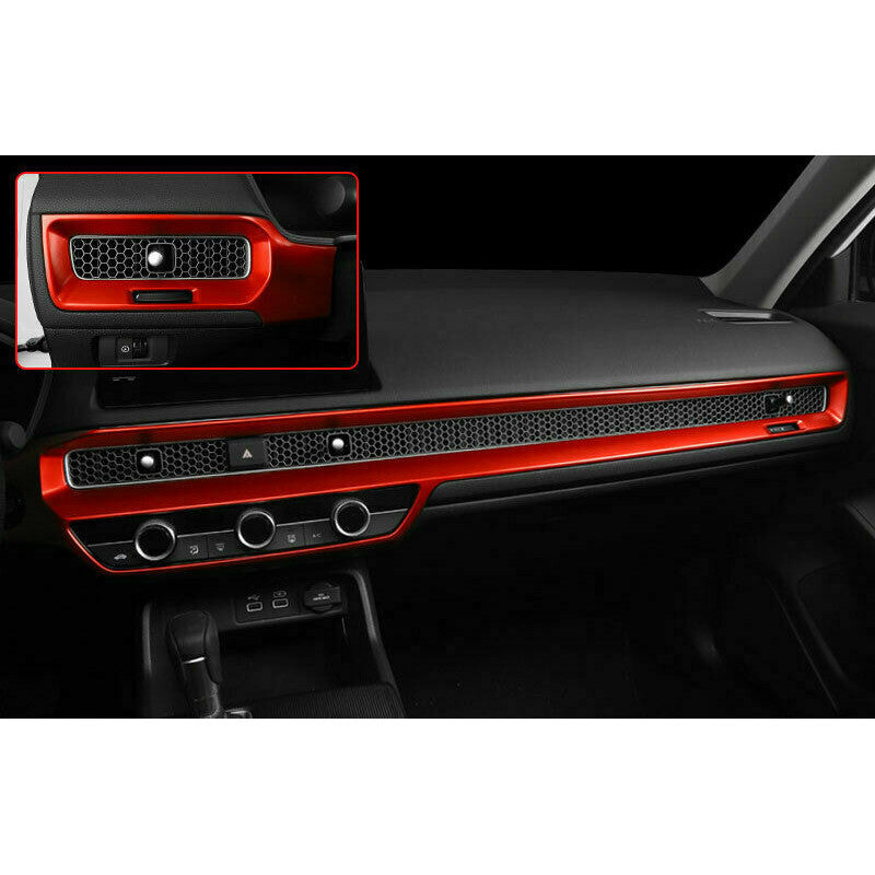 for Honda for Civic 2022-2023 Glossy Red Inner Center console trim strip Decor cover