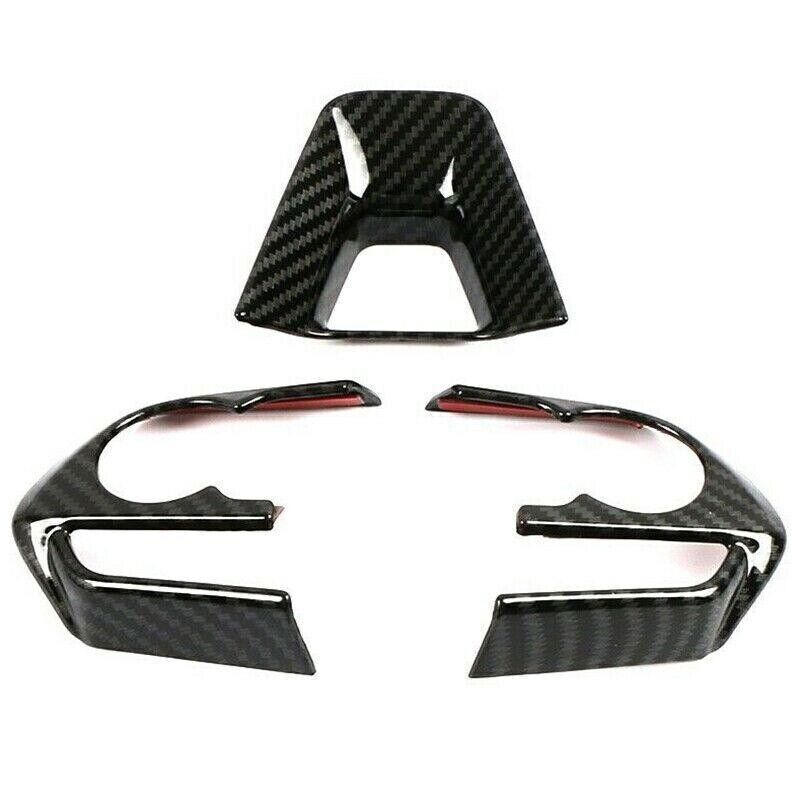 for Toyota RAV4 2019-2023 ABS Carbon Style Interior Steering Wheel Cover Trim 3P