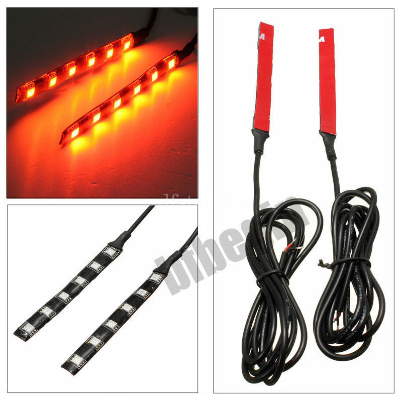 6 LED Motorcycle Flexible Turn Signal Amber Integrated Strip Brake Taillights