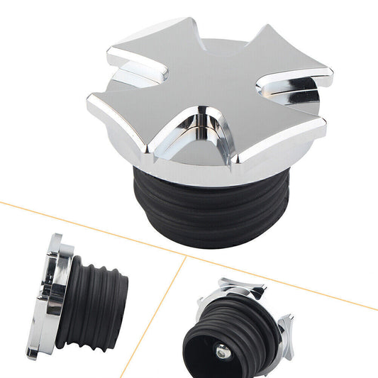 1x Chrome Cross Gas Cap Fuel Tank Right-hand Thread Fit for Harley Dyna Sportster Q