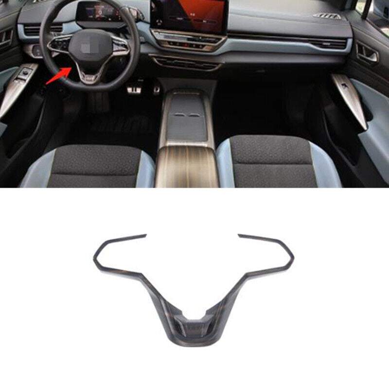Wood Grain Car Steering Wheel Decor Cover Trim for Volkswagen ID.4 2021-2023