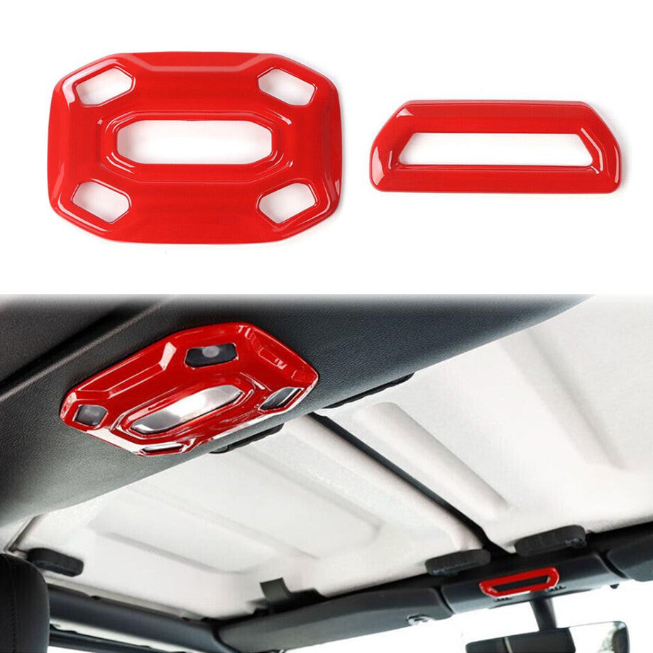 For 2018-2023 for Jeep for Wrangler JL ABS Red Car Roof Reading Lamp Light Cover Trim 2P v