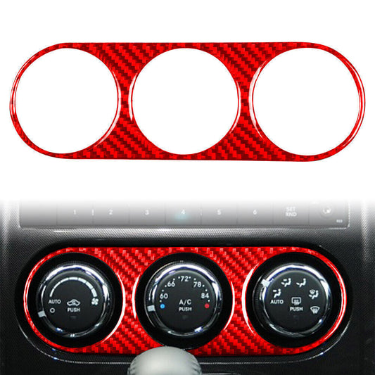 Red Carbon Fiber Air Conditioning Switch Panel Cover for Dodge for Challenger 08-14