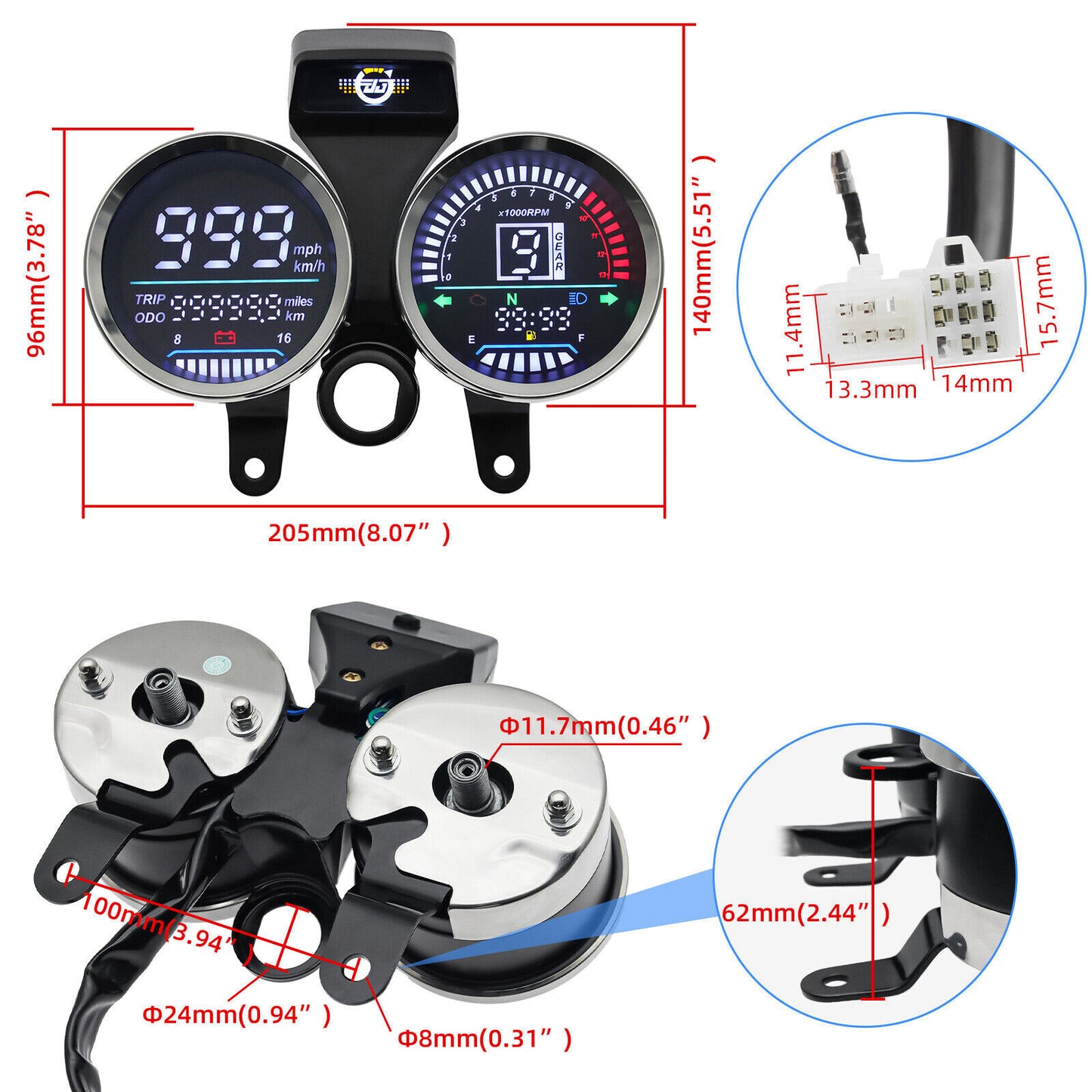 Motorcycle Speed Tachometer for Suzuki GN 125 Digital Meter Assembly Speedometer Q