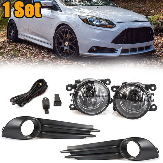 Fog Light Fog Lamp Bezel Trim Harness Switch w/Bulb for Ford Focus ST 2013-2014