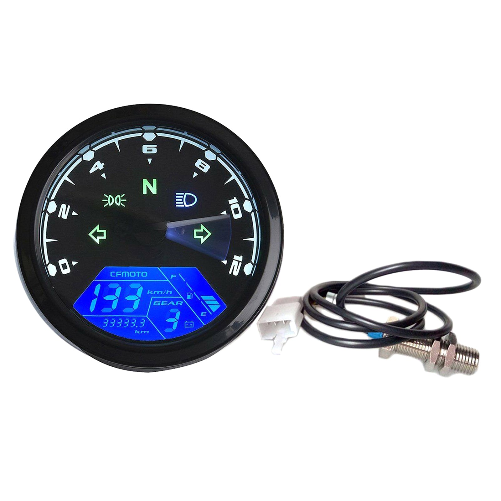 12000RPM 6 Gear Universal Motorcycle LCD Digital 199km/h Speedometer U5K1 Q