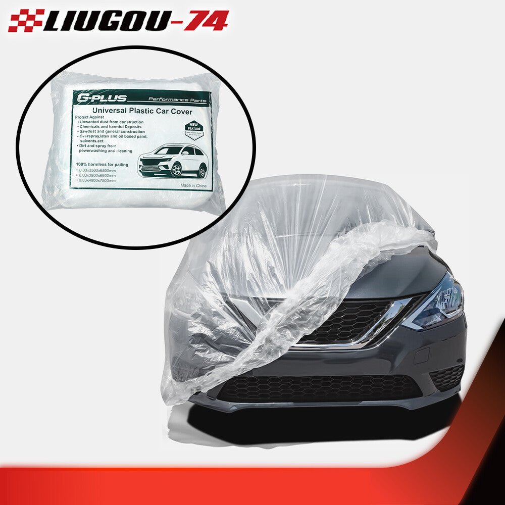 Rain and dust garage transparent plastic disposable car cover, temporary universal, 1 pack Q