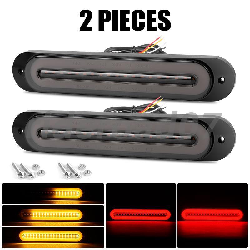 2pcs Trailer Truck 68 LED Tail Brake Light Flowing Turn Signal Universal