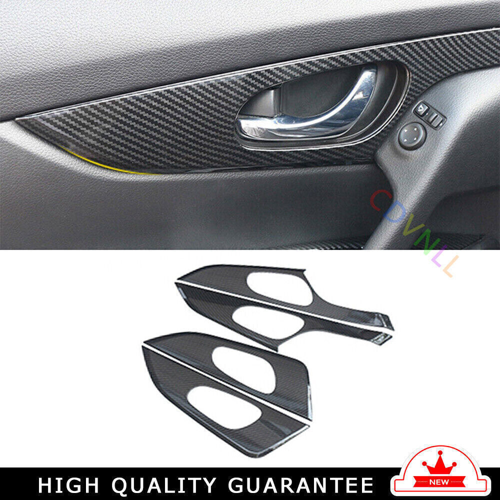 for Nissan Rogue Sport 2017-2022 Carbon fiber Car Door Handle Bowl Cover Trim 4X