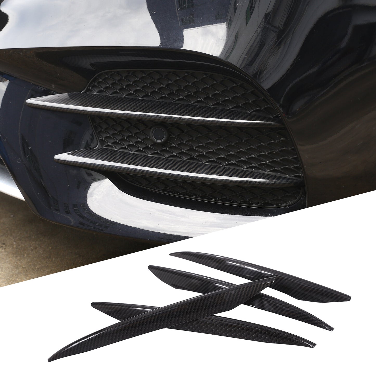 Carbon fiber front fog light bezel trim for E-Class W213 2016-2020 n