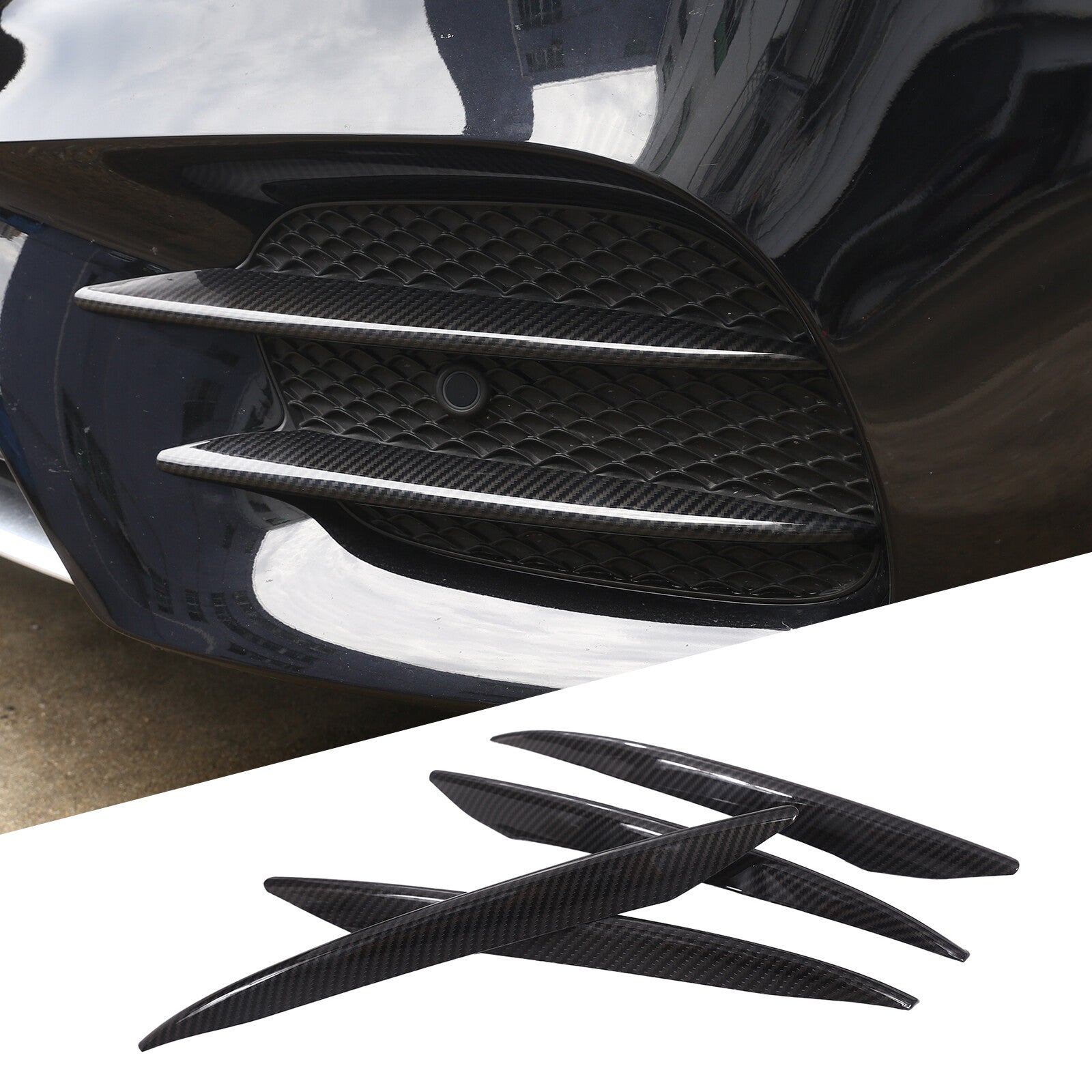 Carbon fiber front fog light bezel trim for E-Class W213 2016-2020 n