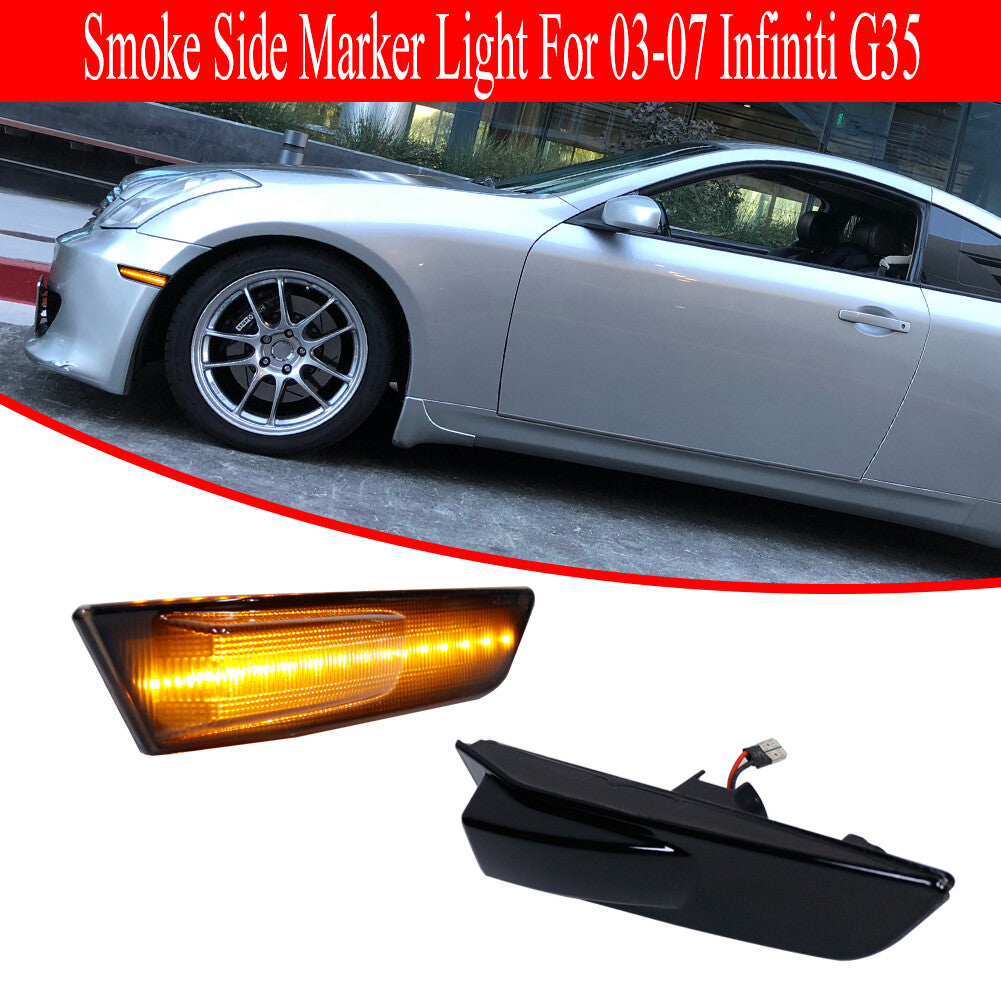 For 03-07 for Infiniti G35 2DR Amber LED Light Bar Front Bumper Side Marker Lights - v
