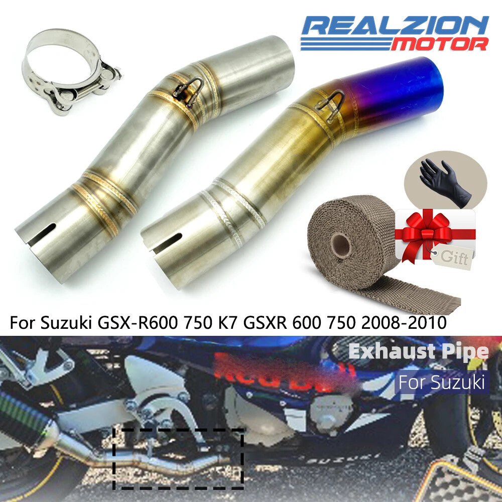GSXR600 GSXR750 Middle Pipe Tailpipe Motorcycle Exhaust Pipe Slip On Pipe For Su