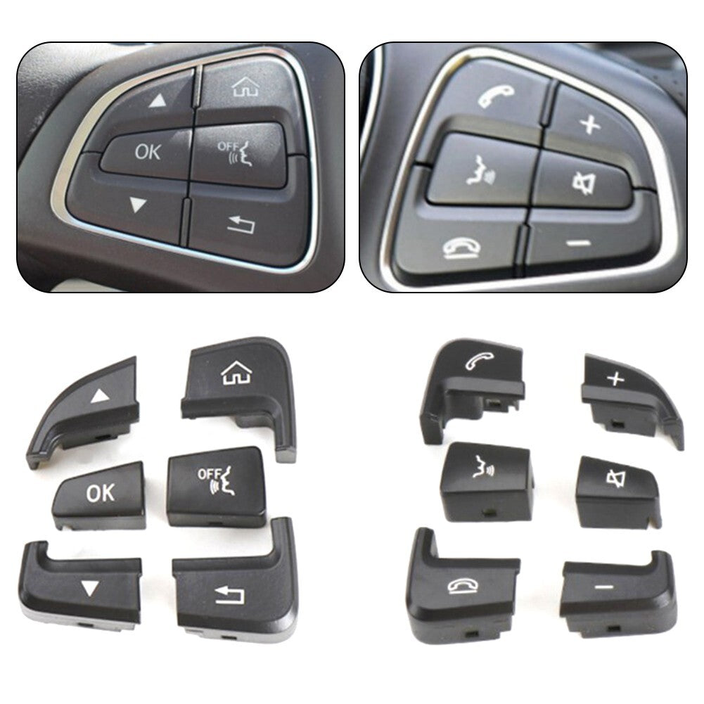 12Pcs Steering Wheel Switch Button Black for Benz C-Class W205 GLC-Class W253