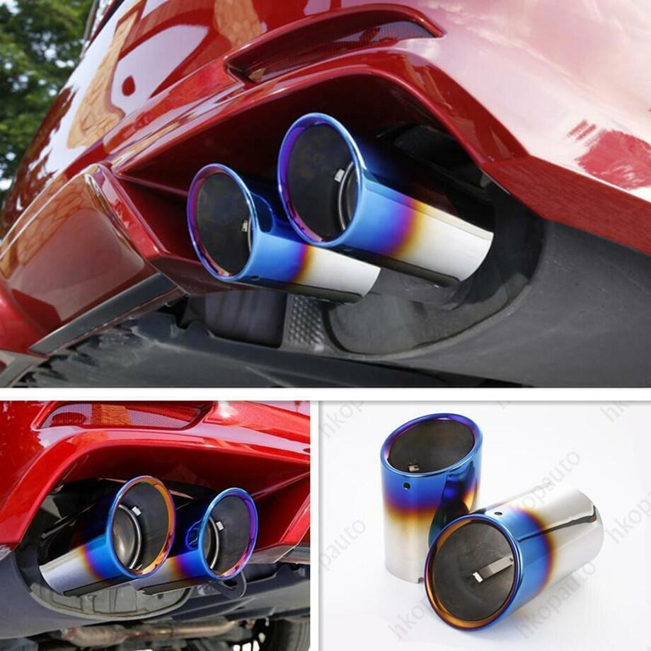 For 18-2023 for Toyota for Camry Blue Steel Rear Round Exhaust Pipe Tail Muffler Tip 2P