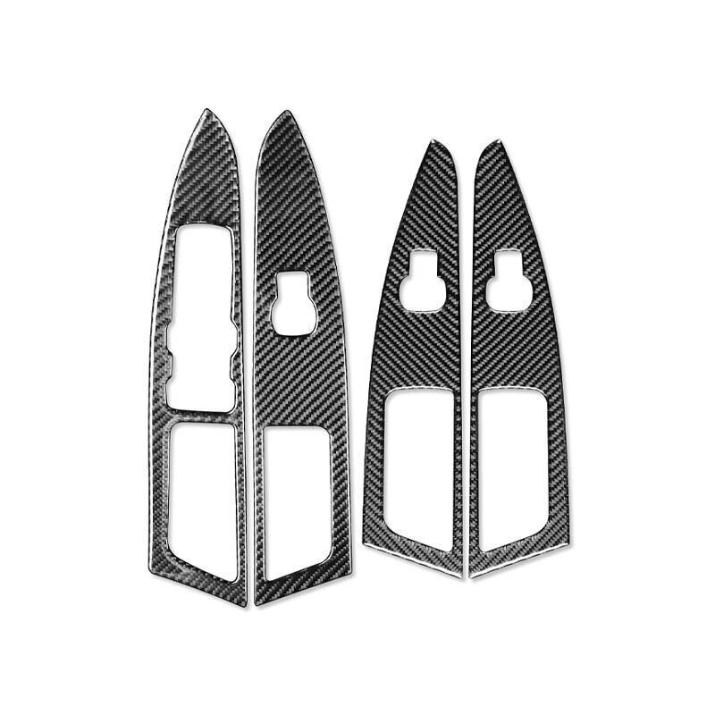 4x Real Carbon Fiber Window Lift Panel Switch Cover Trim For Fusion 2018-19 v