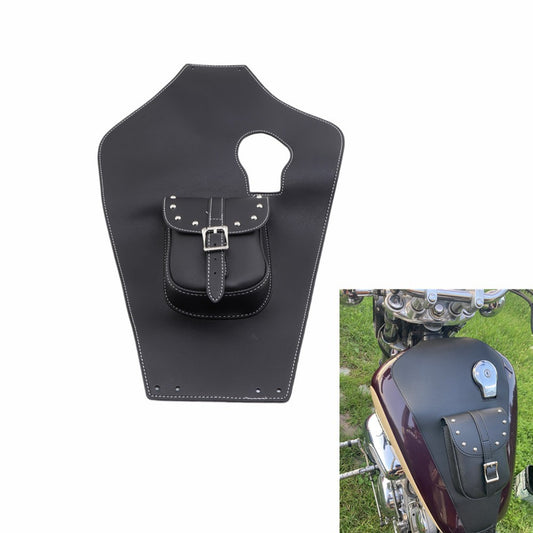Motorcycle Black PU Leather Tank Cap Panel Bag for Yamaha Virago XV750 XV1100 Q