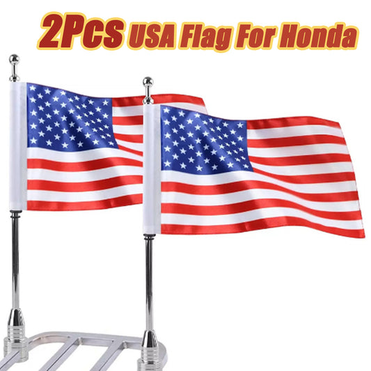 2-Piece Motorcycle Flagpole Rear Mount Luggage Rack for Honda GoldWing GL1800 n