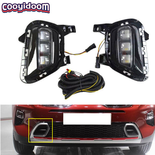 Applicable to 2020-2021 for Kia Sonet LED Daytime Running Lights (DRL) and Turn Signal Fog Lights (LHRH)