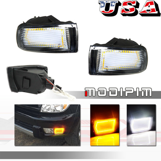 Pack DRL Turn Signal LED Light Replacement for 2003-2005 for 4Runner Clear - v