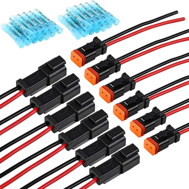 6 Set 2-Pin Way Auto Waterproof Male Female Electrical Wire Connector Plug v