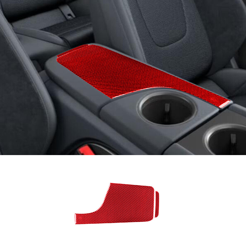 2X Red Carbon Fiber Center B-Pillar Panel Cover Trim for Porsche Taycan 2019-22