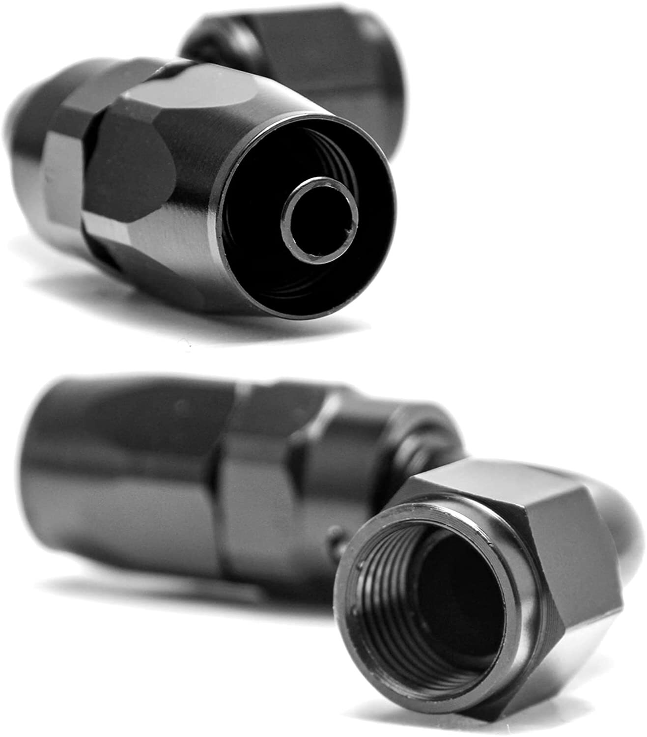 2-Pack Black Aluminum 6AN 90-Degree Rotating Automotive Fuel Hose AN6 End Fittings